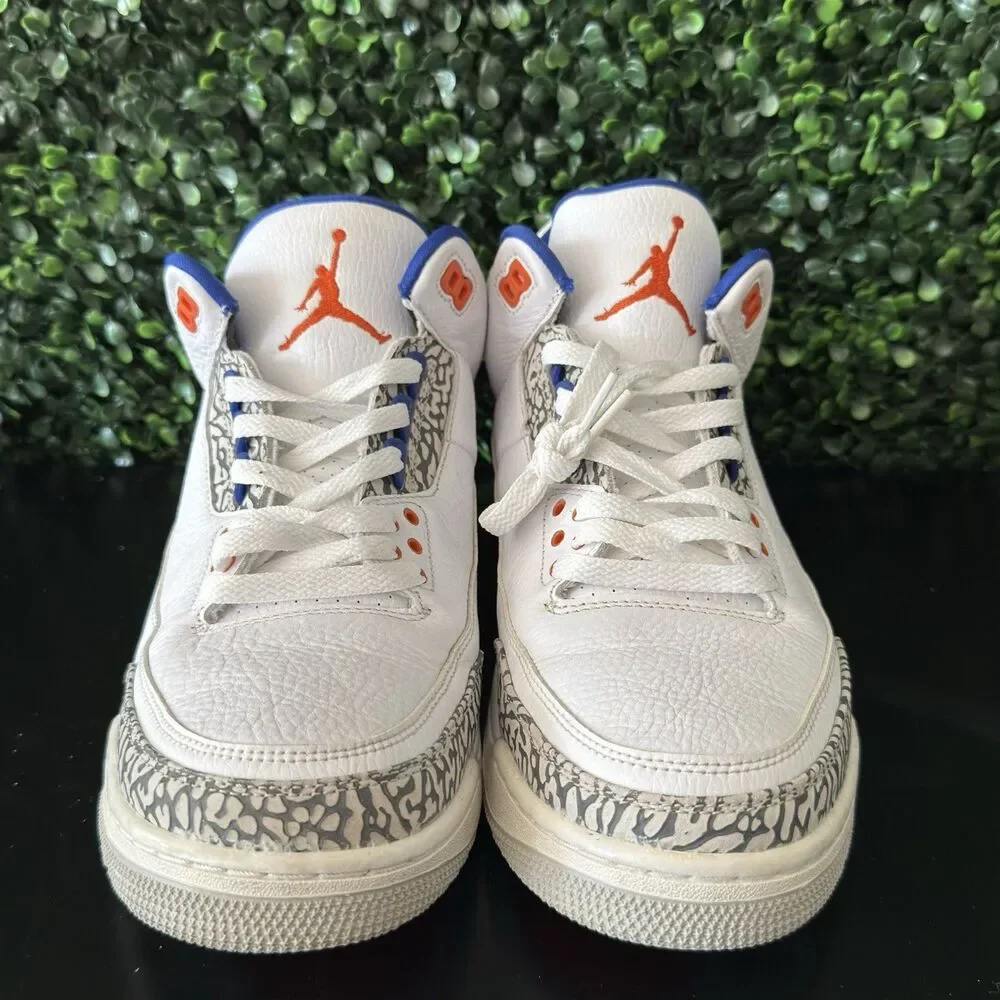Air Jordan 3 Retro Knicks Rivals White Royal Orange Men’s 11.5 136064-14 No Box